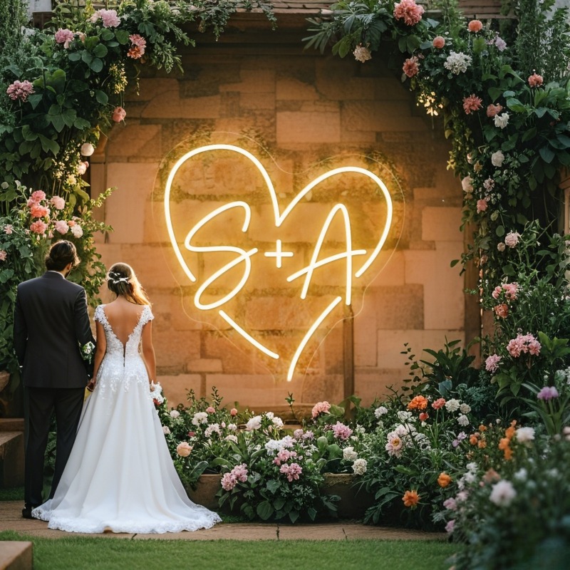 Lighting Decoration For Wedding - Letrero de neón LED con iniciales