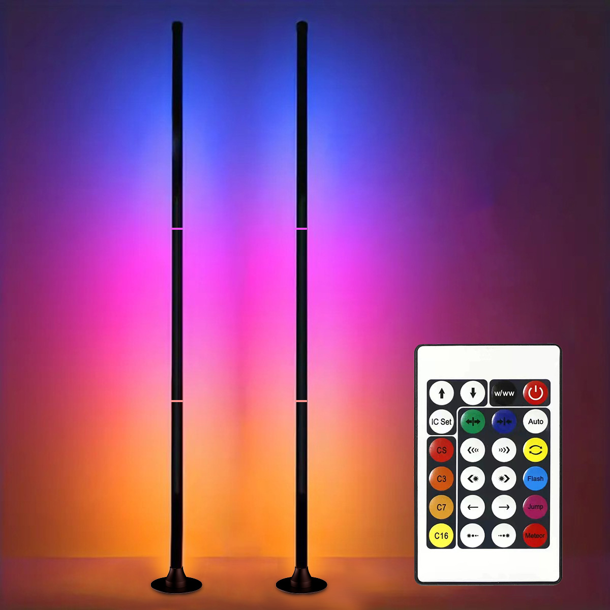 Floor Lamp Tripod - EISSLOLY 1/2PCS Lámpara de pie RGB
