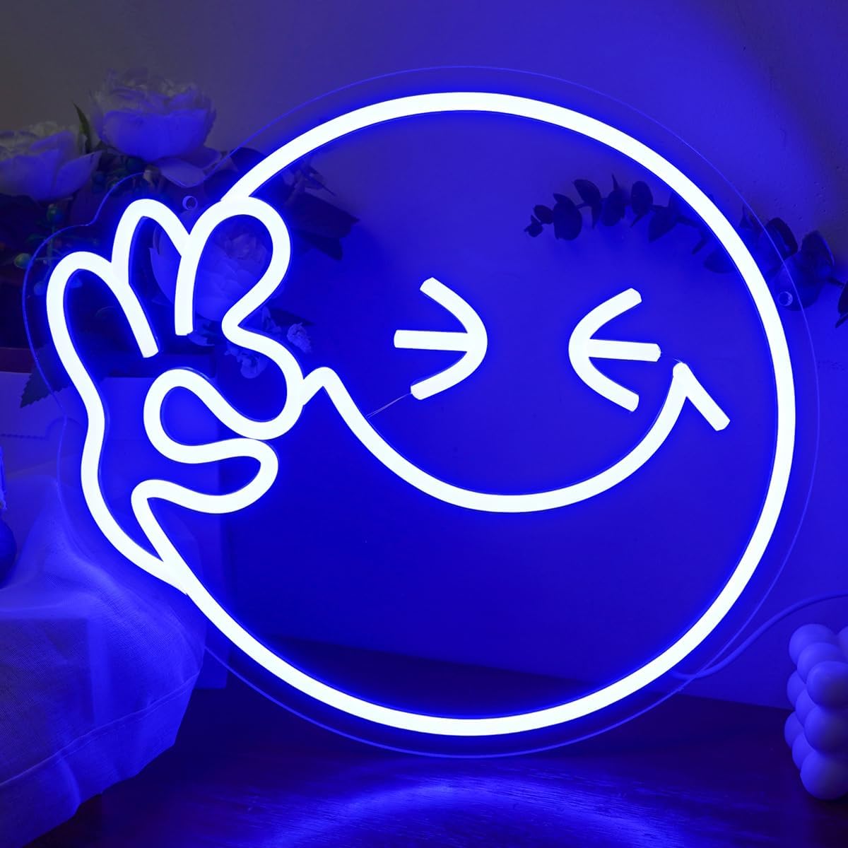 Ok Lighting Decor - Emoji Smile OK letrero de neón
