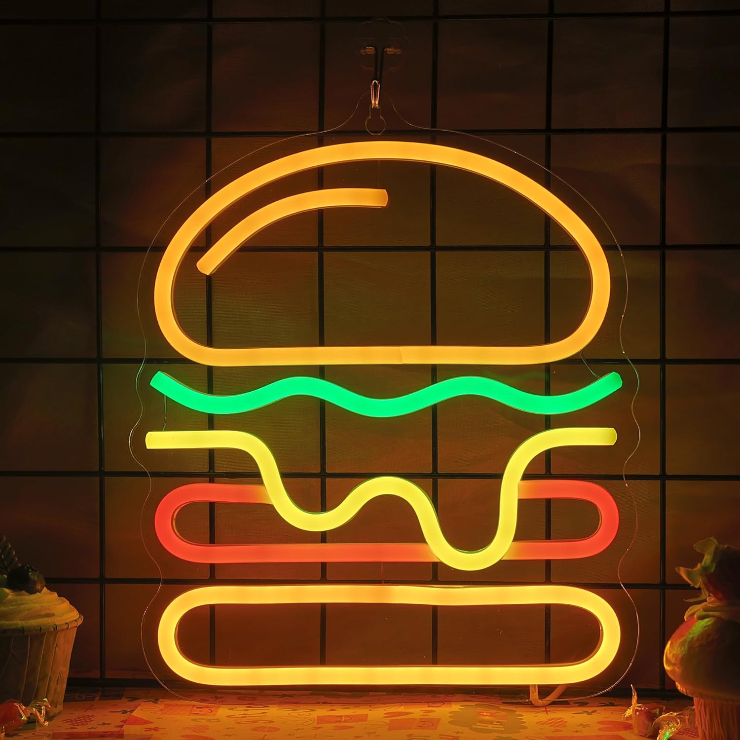Lighting Decoration Ideas For Home - Letrero de neón de hamburguesa con