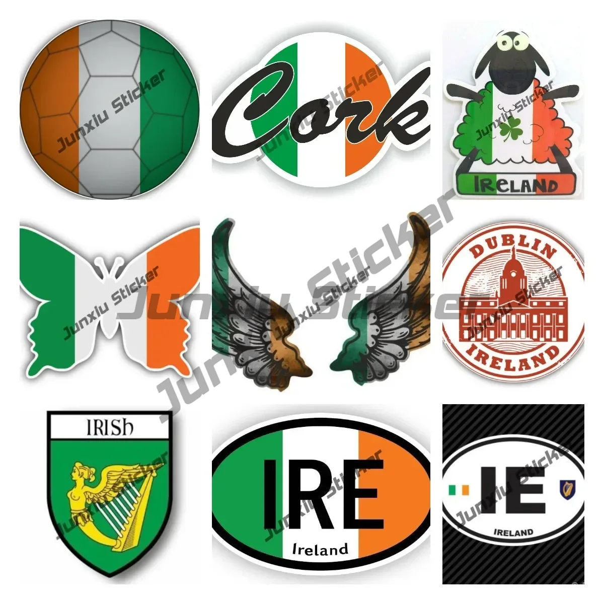 Decor Lighting Ireland - Bandera de Irlanda alas creativas pegatinas