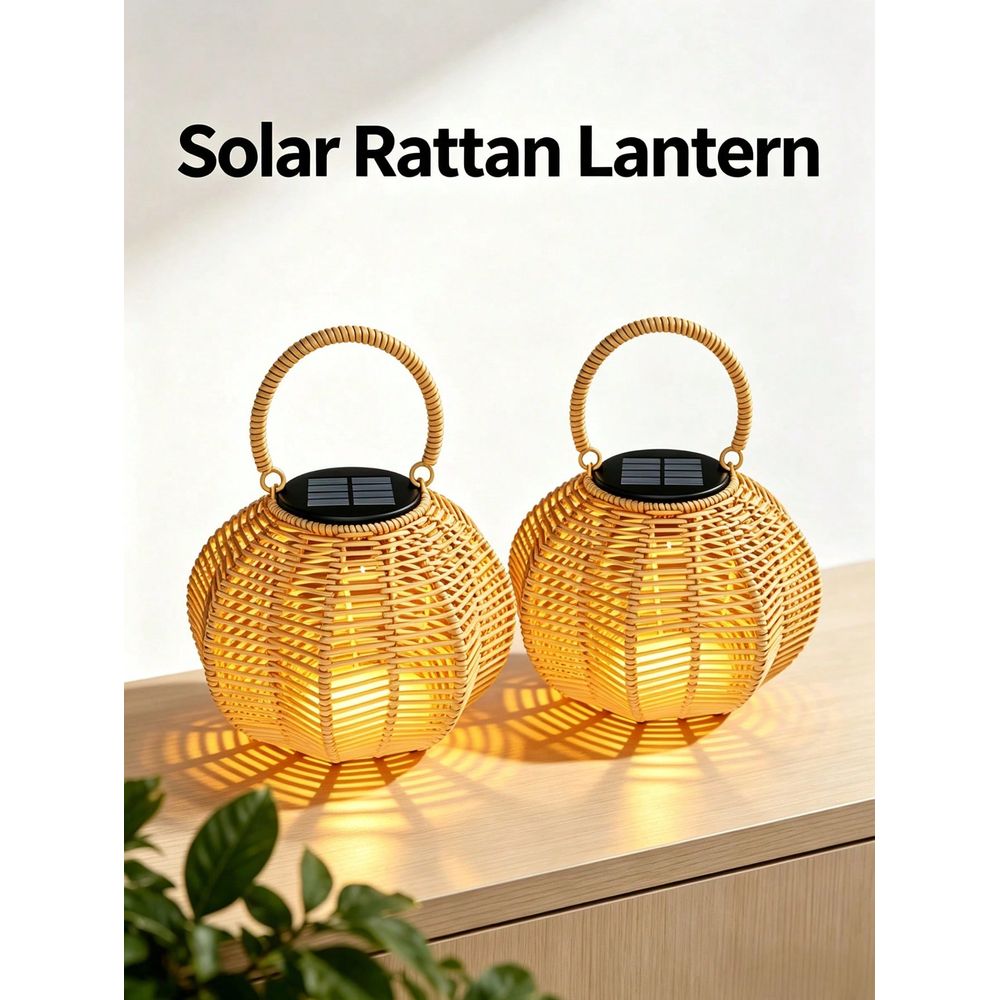 Ambient Lighting Decor For Room - Lámpara Solar de Ratán para Decoración