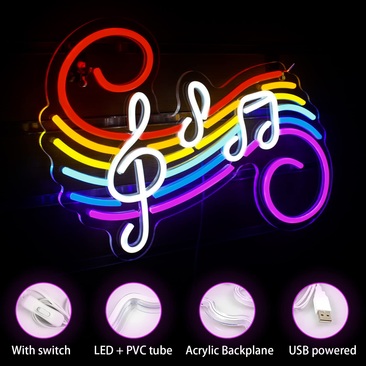 Letrero de Neón con Notas Musi - Lighting Decoration For Wedding reseña y precio