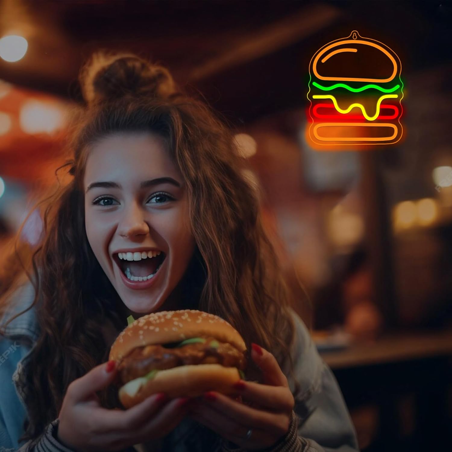 Letrero de neón de hamburguesa - Lighting Decoration Ideas For Home reseña y precio