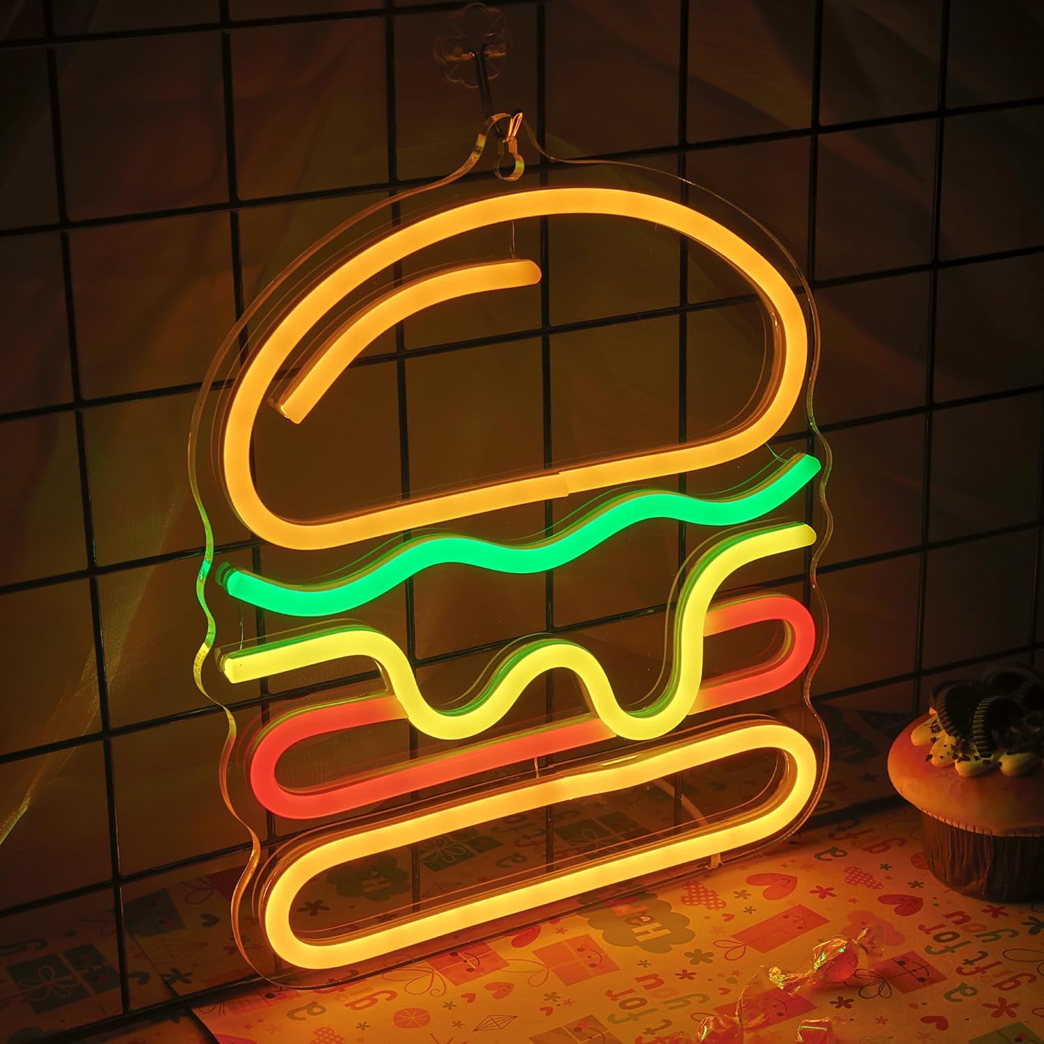Letrero de neón de hamburguesa - Lighting Decoration Ideas For Home reseña y precio