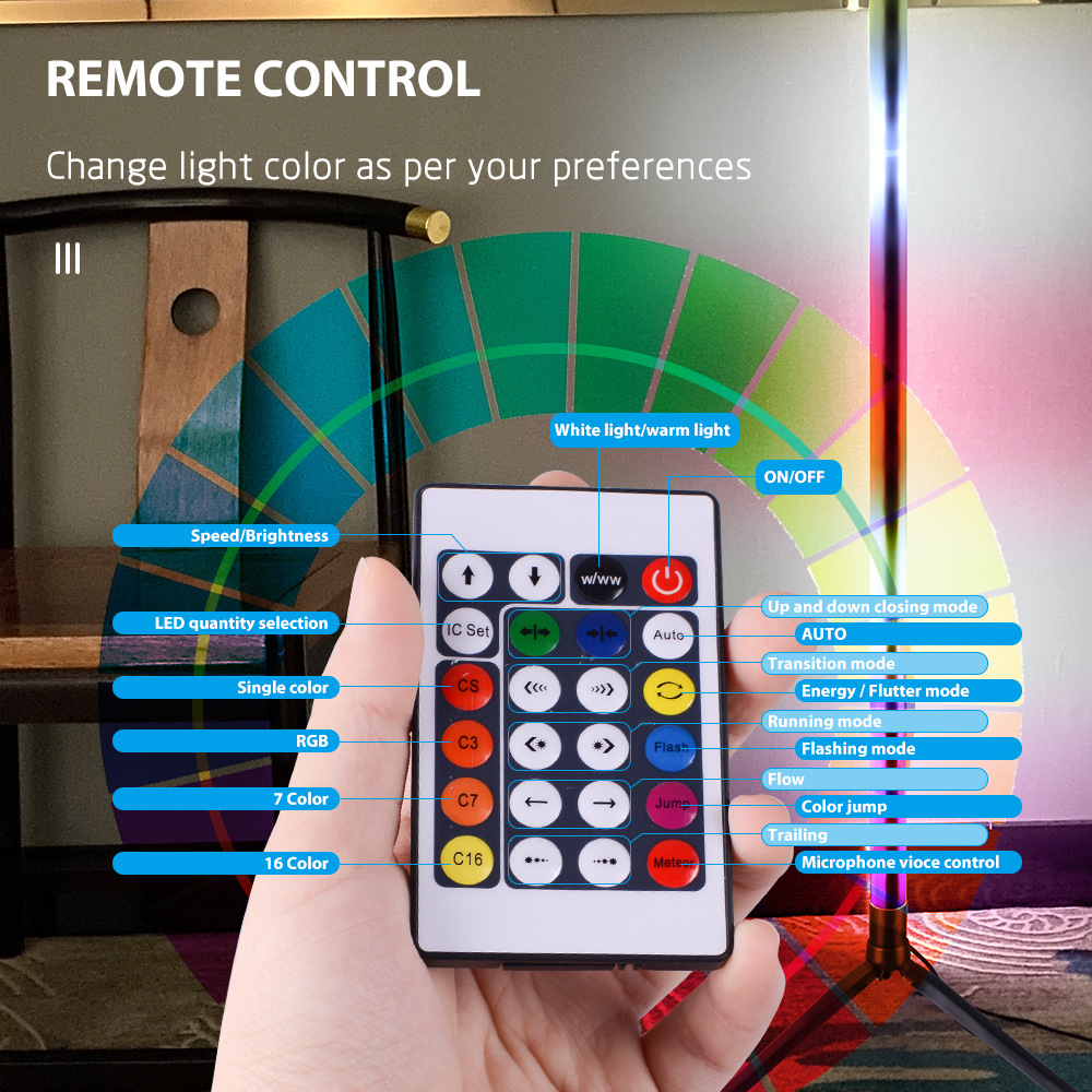 Lámpara de pie LED RGB, Contro - Floor Lamp Tripod reseña y precio