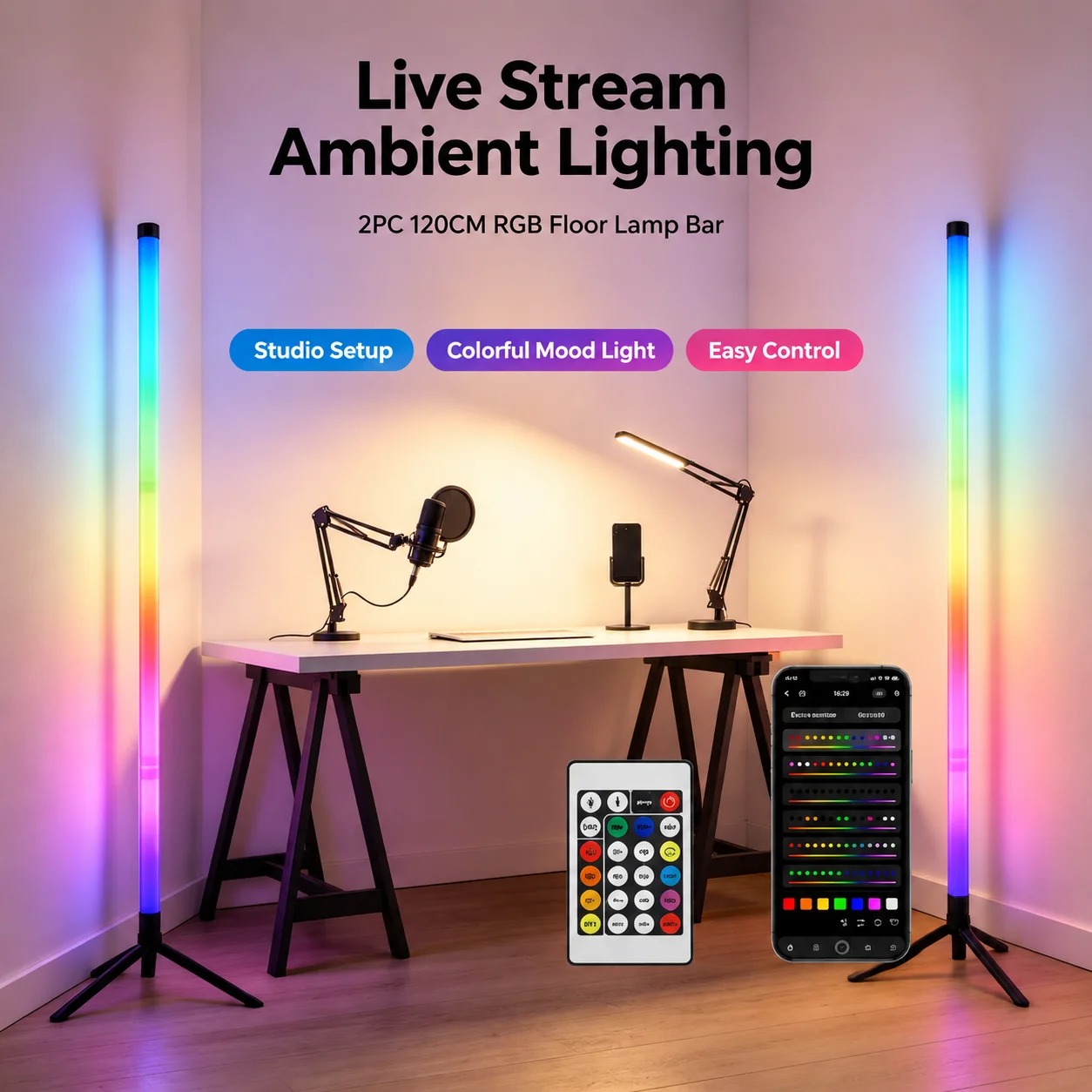 2 Lámparas de Pie RGB de 120 C - Lighting Decor Room reseña y precio