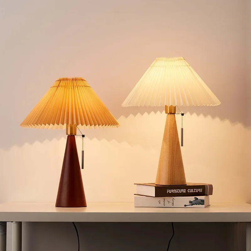 Lámpara de mesa plisada retro, - Lighting Decor For Home reseña y precio