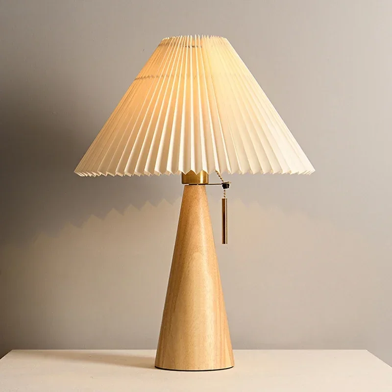Lámpara de mesa plisada retro, - Lighting Decor For Home reseña y precio